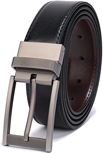 Belts for Men Reversible Leather 1.25” Waist Strap Fashion Dress Buckle Beltox