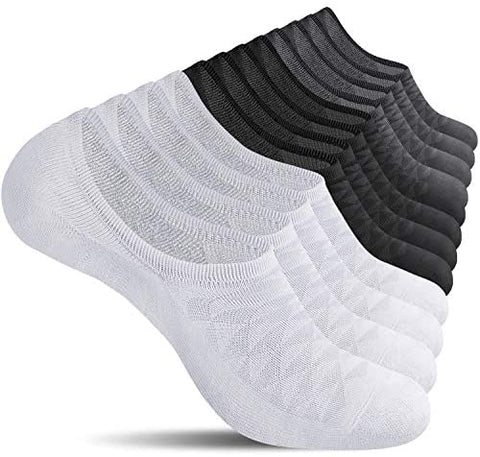 CS 6 Pairs Mens No Show Socks with Cushion Low Cut Invisible Non Slip Socks