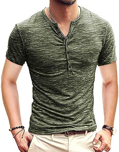 Mens Casual Slim Fit Basic Henley Short/Long Sleeve Fashion T-Shirt