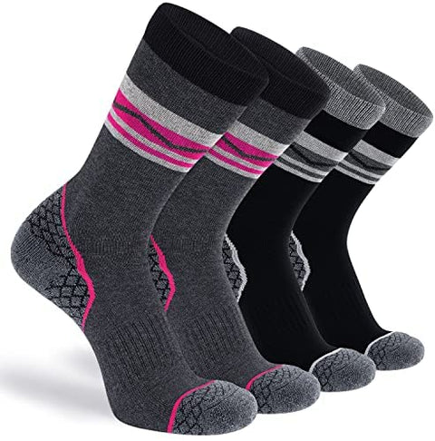 CS CELERSPORT 4 Pack Women's Merino Wool Hiking Socks with Cushion Warm Thermal Winter Boot Socks