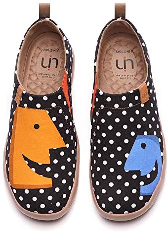 UIN Women's Men's Daily Slip Ons Flats Casual Sneakers Lightweight Painted Canvas Family Walking Loafers Hola