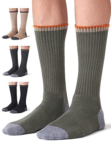 CS CELERSPORT 4 Pair Men's Merino Wool Hiking Socks Warm Boot Socks with Full Cushion Thermal Crew Socks