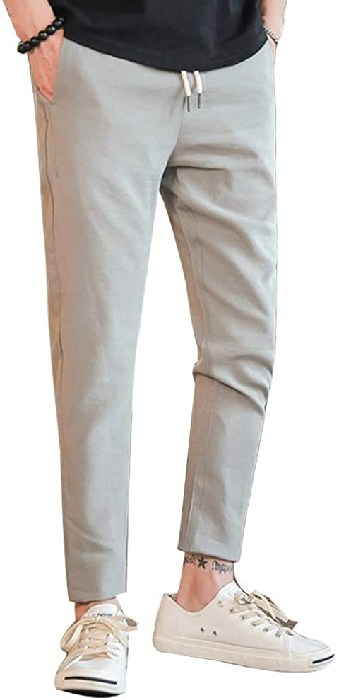 Men's Cotton Linen Casual Slim Straight Leg Pants