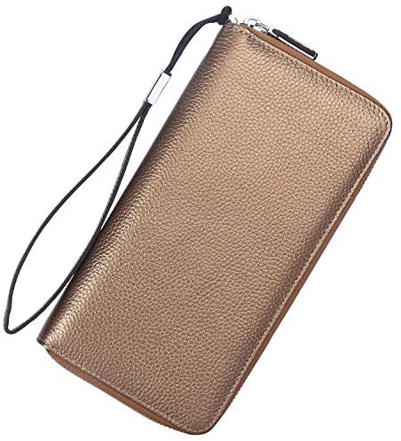 Lavemi Women's RFID Blocking Leather Zip Around Wallet Large Phone Holder Clutch Travel Purse Wristlet