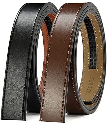 CHAOREN Ratchet Belt Strap Only 1 1/8”, Replacement Leather Belt 1.25" without Buckle