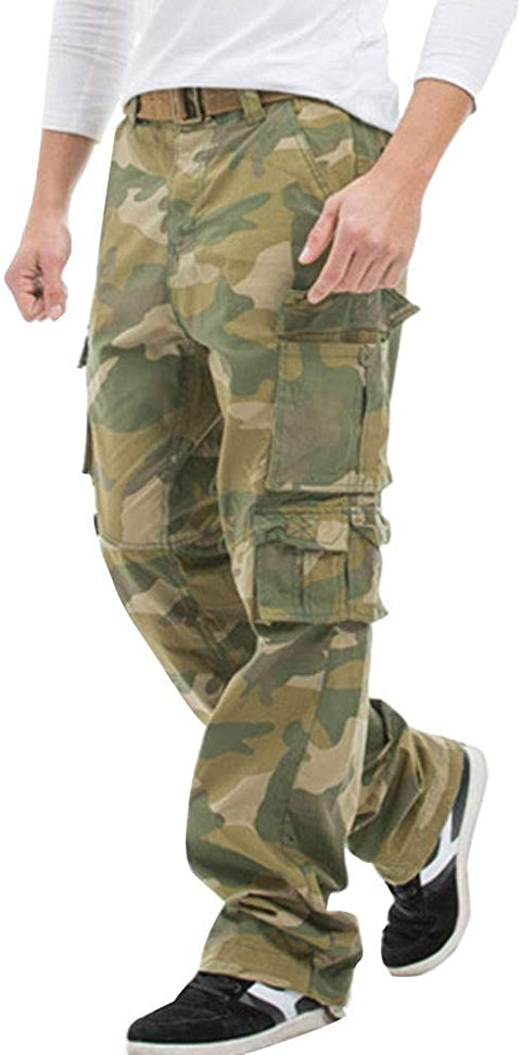 Men's Outdoor Tactical Camo Casual Military Relaxed Fit Leg Casual Cargo Pants