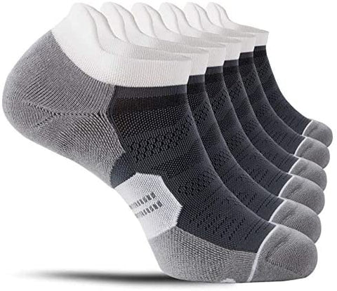CelerSport 6 Pack Men's Running Ankle Socks with Cushion, Low Cut Athletic Tab Socks