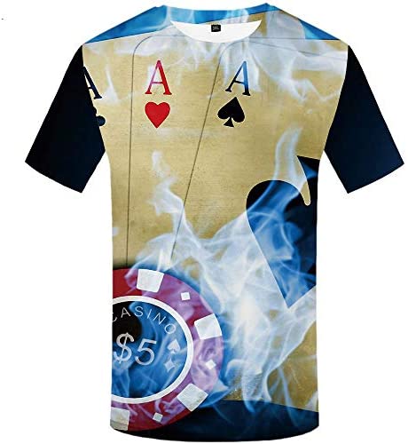 Unisex Poker Shirts Funny 3D Printed Graphics Casino Tshirt Deck of Card Shirt