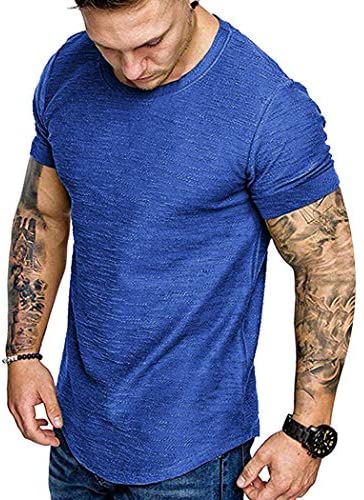 Men Muscle Workout T Shirt Gym Bodybuilding Active Short Sleeve Tee Top
