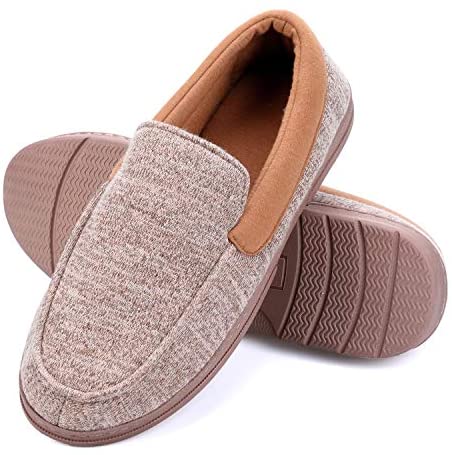 mysoft Men's House Slippers Memory Foam Classic Moccasin Slip on Shoes Anti-Slip Sole Indoor Outdoor
