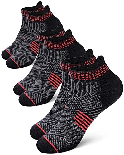 PAPLUS Ankle Compression Socks 3 Pairs for Men and Women, Low Cut Running Athletic Socks with Arch Support