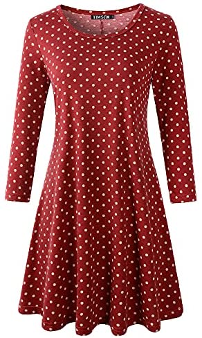 Luckco Women's Scoop Neck 3/4 Sleeve Floral Flare Casual Swing T-Shirt Dress