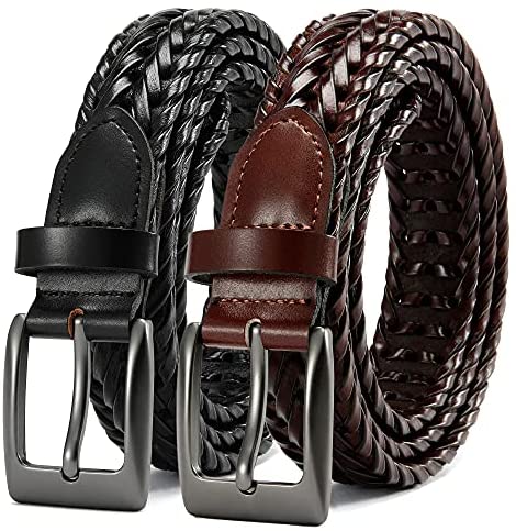 Mens Braided Belt, Braided Leather Belts for Men 1 1/8", CHAOREN Woven Belt Dress and Casual in Gift Box