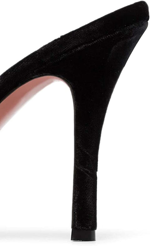 FSJ Women Sexy Rhinestone Slide Mules Pumps Pointed Strappy High Heels Sandals for Party Evening Shoes