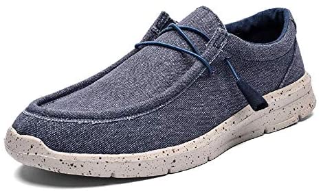 FitVille Men's Loafers Slip-Ons Shoes Casual Canvas Shoes Lightweight Breathable Woven Fabric Soft Memory Foam Sole for Indoor Outdoor