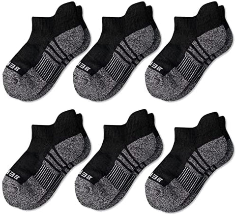BERING Kids' Athletic Cushioned Ankle Socks 6 Pairs Low Cut Tab for Boys Girls