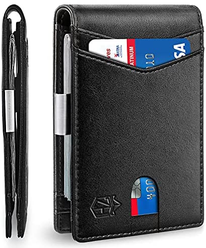 Zitahli Wallet for Men, Larger Capacity with 12 Slots RFID Blocking Slim Minimalist Bifold Front Pocket Wallet for Men with ID Window Gift Box