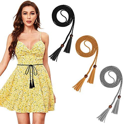 Women's Tassel Braided Waist Belt
