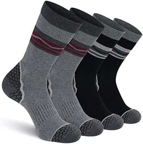 CS CELERSPORT 4 Pack Men's Merino Wool Hiking Socks with Cushion Warm Winter Thermal Boot Crew Socks