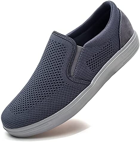 konhill Men's Slip on Fashion Sneaker - Classic Breathable Knit Loafers Skate Shoes