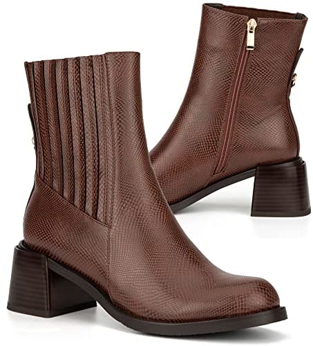 Torgeis Women’s Regent Fashion Supple faux leather,Zipper Ankle Boots, stacked heel, Round-Toe, 100% Rubber Outsole