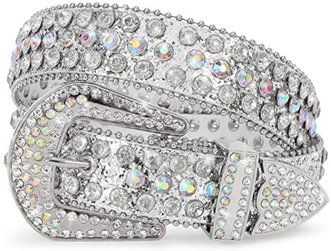 Women’s Rhinestones belt Western Cowgirl Cowboy Bling Studded Leather Belt for Jeans Pants