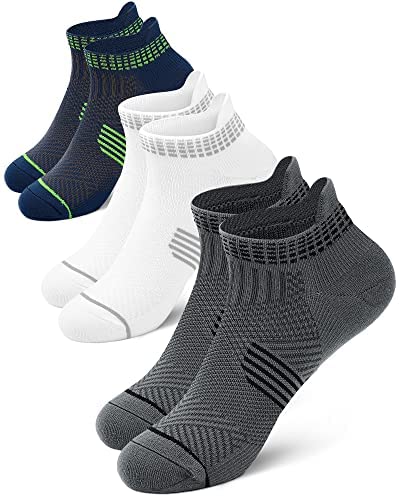 PAPLUS Ankle Compression Socks 3 Pairs for Men and Women, Low Cut Running Athletic Socks with Arch Support