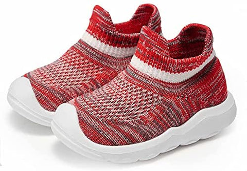 konhill Toddler Boys Girls Shoes Kids Walking Trainers Soft Knit Lightweight Tennis Cute Sneakers Elastic Socks