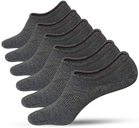 Men's 6 Pairs Cotton No Show Socks Heel Non Slip for Slip On Sneaker Loafer