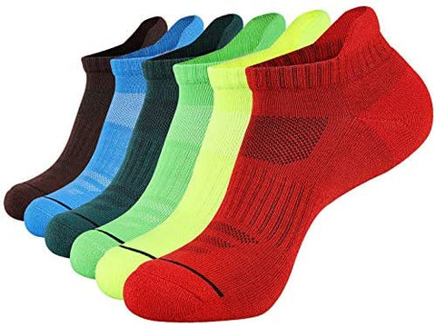 Mens Athletic Low Cut Ankle Socks Cushioned Running Sports Sock for Men 6 Pack