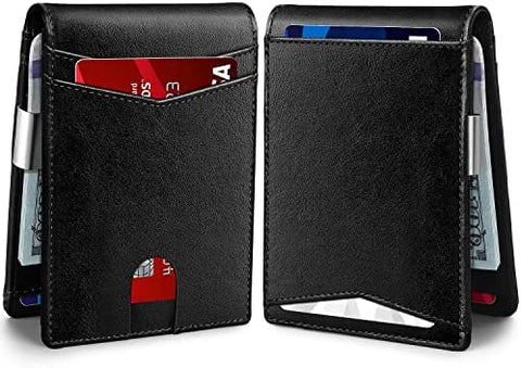 Zitahli Slim Wallet for Men, 14 Cards RFID Mens Wallet with Money Clip Front Pocket Wallet Bifold Leather Minimalist Credit Card Holder for Men with Gift Box and ID Window