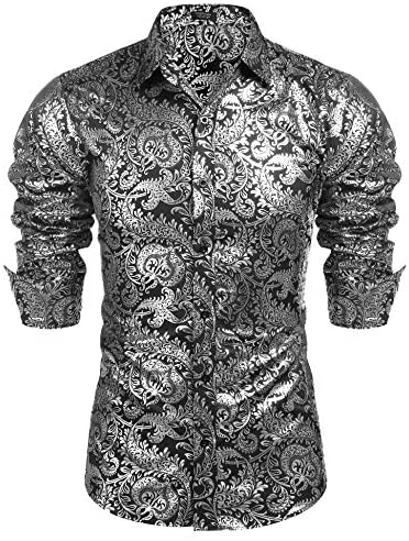 Men's Luxury Design Shirts Floral Dress Shirt Casual Button Down Shirts