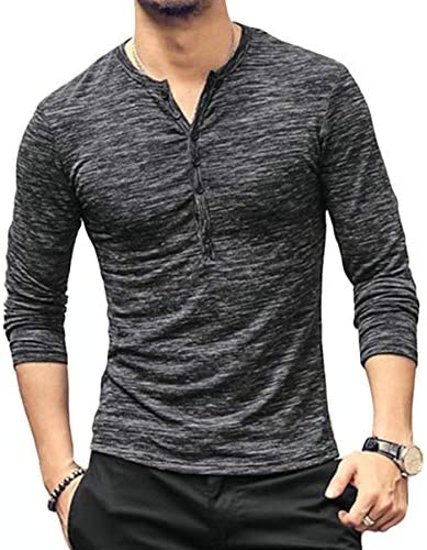 Mens Casual Slim Fit Basic Henley Short/Long Sleeve Fashion T-Shirt