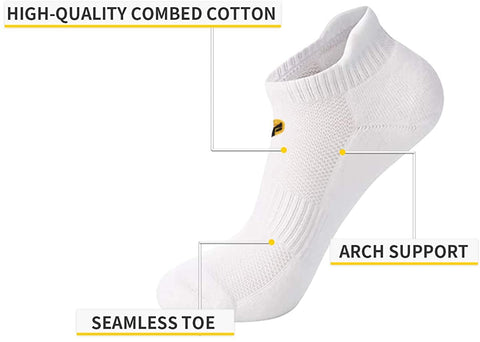 FitVille Athletic Socks For Men Low Cut Combed Mens Low Ankle Socks Pack Of 3(White)