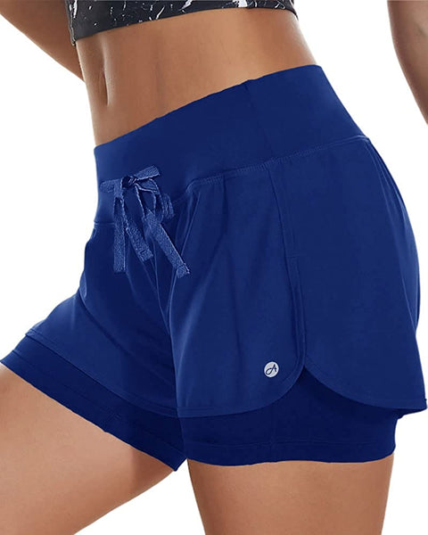2 in 1 Drawsting Running Shorts