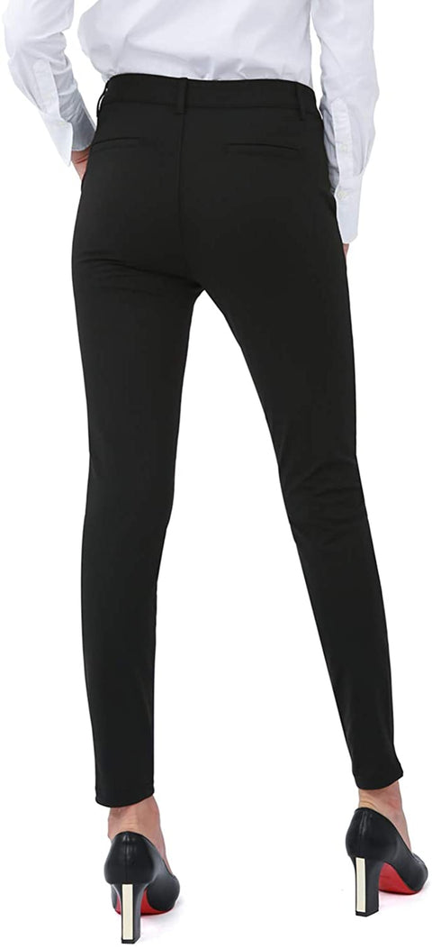 Dress Pants for Women Business Casual Stretch Skinny Work Pants with Pockets (YOGBlack, Small)