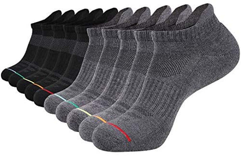 Mens Athletic Low Cut Ankle Socks Cushioned Running Sports Sock for Men 6 Pack