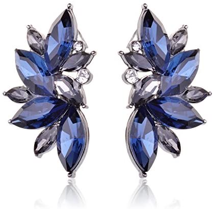 Cluster Crystal Teardrop Flower Design Stud Earrings Fine Jewelry for Women Valentines Day Gifts for Her
