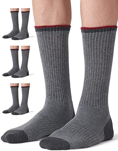 CS CELERSPORT 4 Pair Men's Merino Wool Hiking Socks Warm Boot Socks with Full Cushion Thermal Crew Socks