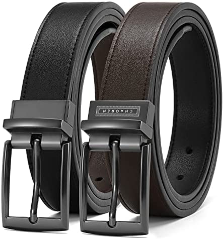 Boys Belt, CHAOREN Kids Belts for Boys Reversible Leather Belt 1.25", Adjustable Trim to Fit