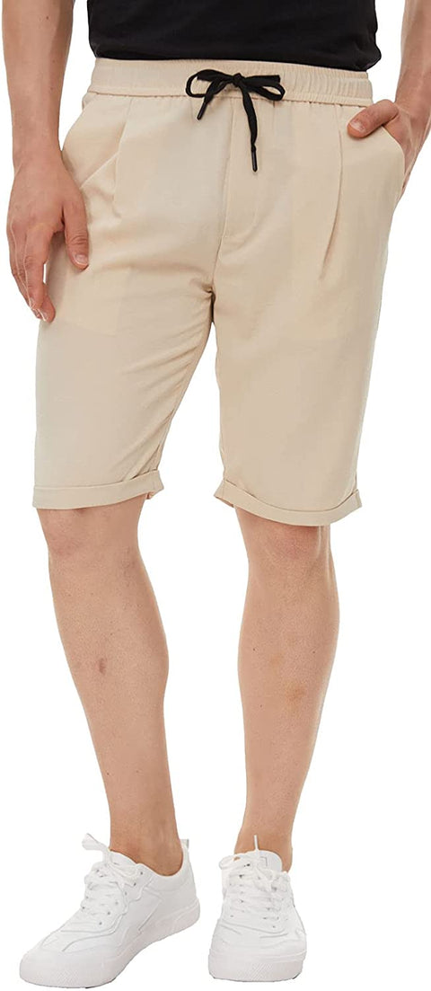 Men's Linen Like Shorts Seersucker Shorts with Drawstring