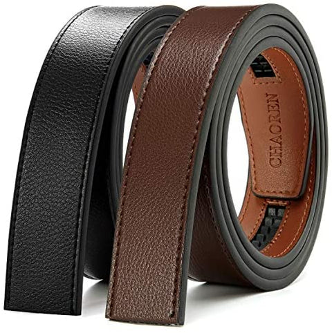 CHAOREN Ratchet Belt Replacement Strap 1 3/8”, Genuine Leather Belt Casual for 40MM Slide Click Buckle