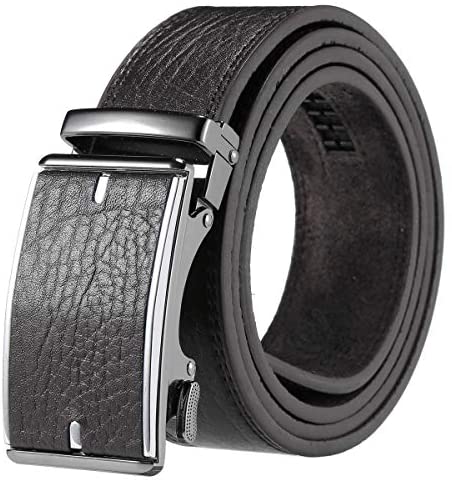 CIEORA Men's Dress Belt Genuine Leather Ratchet with Automatic Buckle,Trim to Fit