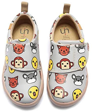 UIN Little Kid Sneaker Little Hedgehog Painted Microfiber Leather Girls Boy's Casual Fashional Shoes