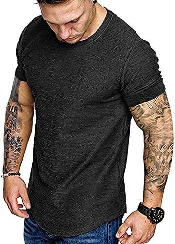 Men Muscle Workout T Shirt Gym Bodybuilding Active Short Sleeve Tee Top