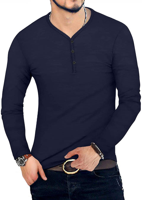 Mens Casual Slim Fit Basic  Short/Long Sleeve Cotton T-Shirt