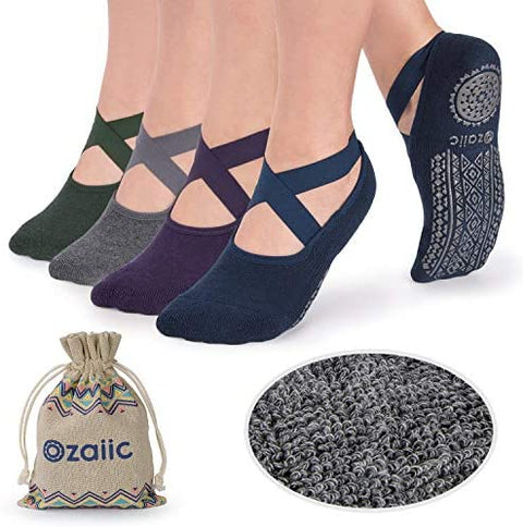 Ozaiic Non Slip Socks for Yoga Pilates Barre Fitness Hospital Socks for Women