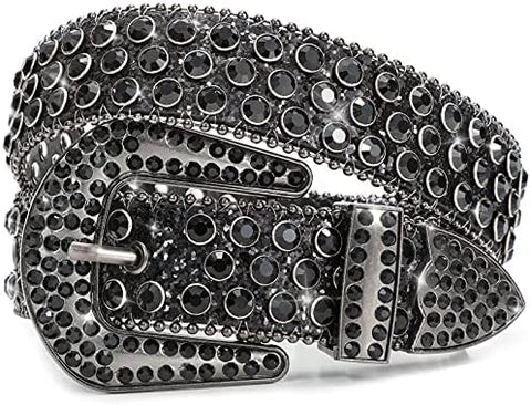 Women’s Rhinestones belt Western Cowgirl Cowboy Bling Studded Leather Belt for Jeans Pants