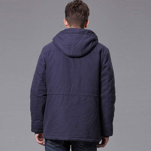 Men's Fleeced Thickened Hooded Insulated Parka Down Jacket