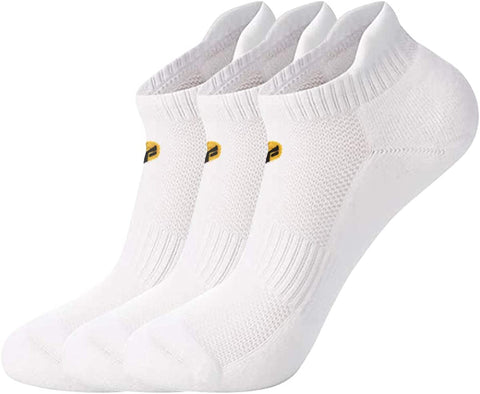 FitVille Athletic Socks For Men Low Cut Combed Mens Low Ankle Socks Pack Of 3(White)